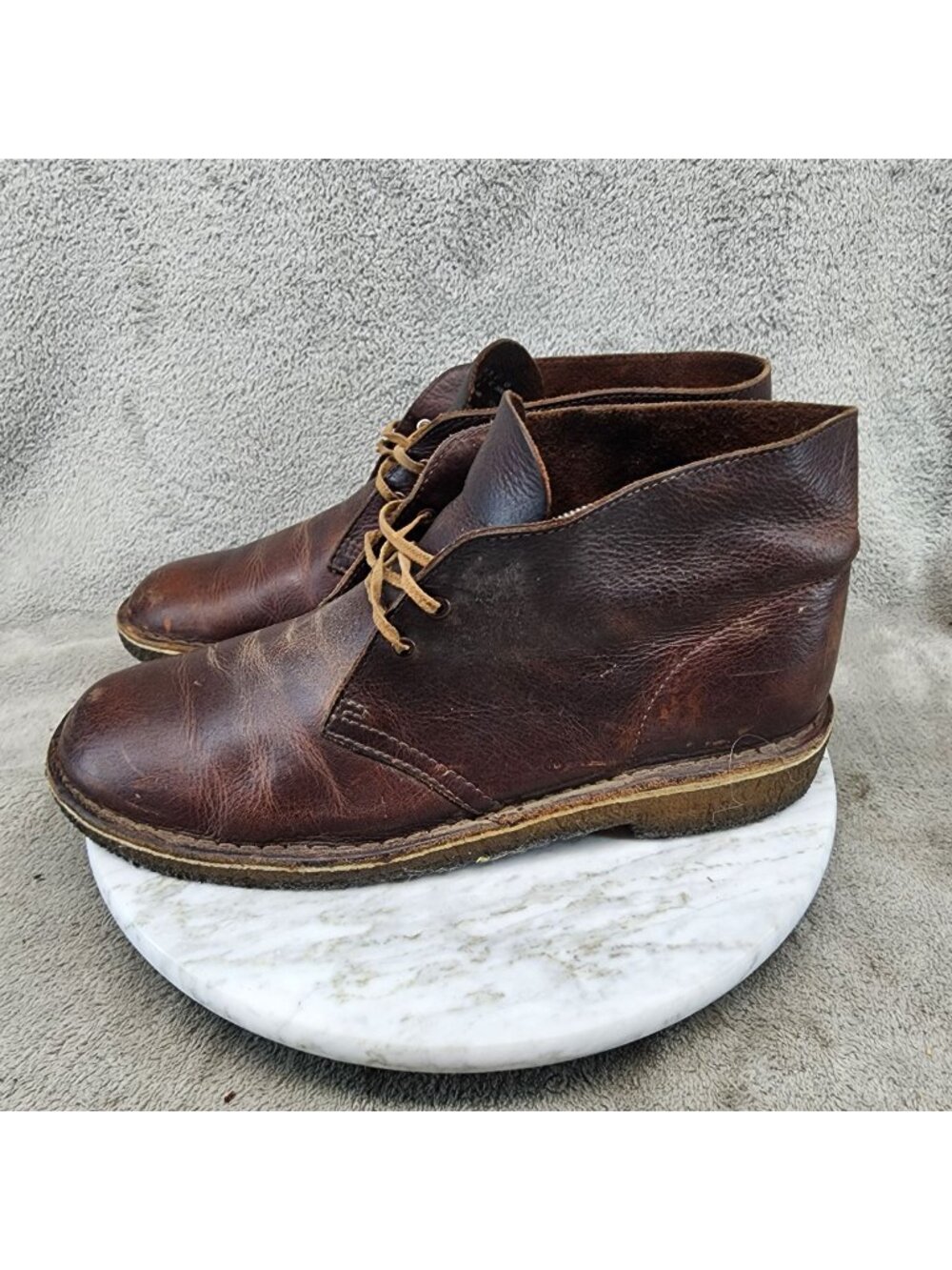 Clarks Shoes Mens Size 9 Brown Leather Originals Crepe Sole Chukka Boots *Read*